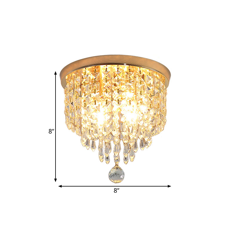 Contemporary Crystal Strand Waterfall Flushmount 8"/10" Wide Ceiling Light Fixture for Hallways