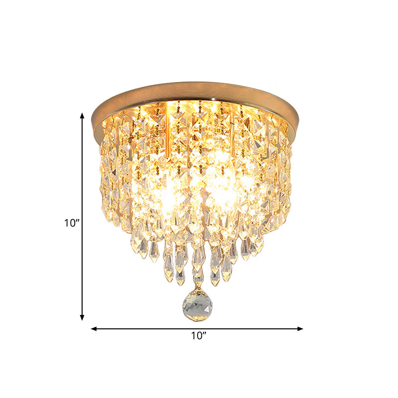 Contemporary Crystal Strand Waterfall Flushmount 8"/10" Wide Ceiling Light Fixture for Hallways
