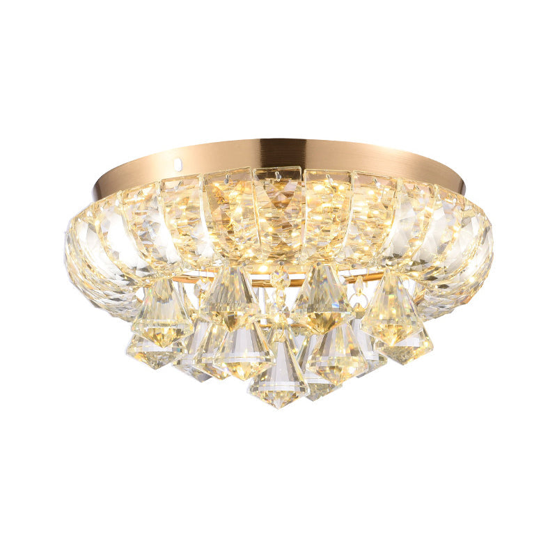 Minimal Crystal LED Flush Mount Ceiling Light - Gold Teardrop Design for Corridors