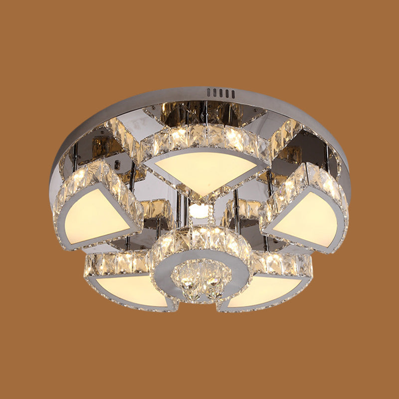 Spot LED moderne avec abat-jour en cristal en cascade pour plafond de chambre à coucher en chrome, 24"/31,5" L