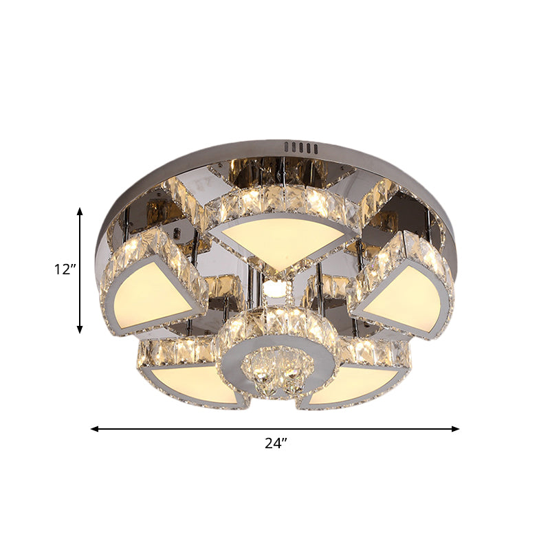 Spot LED moderne avec abat-jour en cristal en cascade pour plafond de chambre à coucher en chrome, 24"/31,5" L