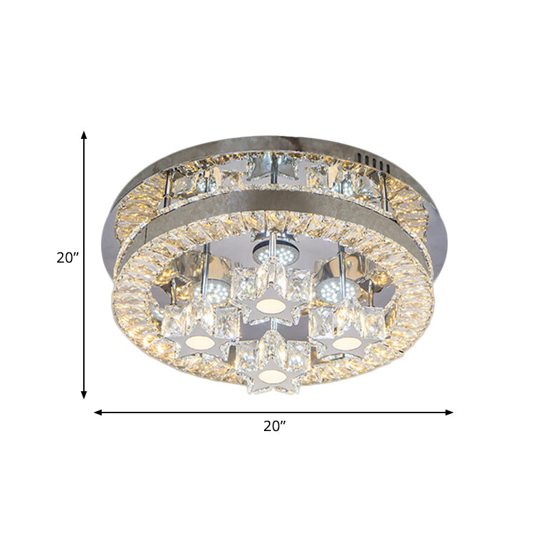 Modern LED Crystal Ceiling Light in Chrome - Semi-Circle/Spiral Design - Flush Mount for Minimalist Living Rooms