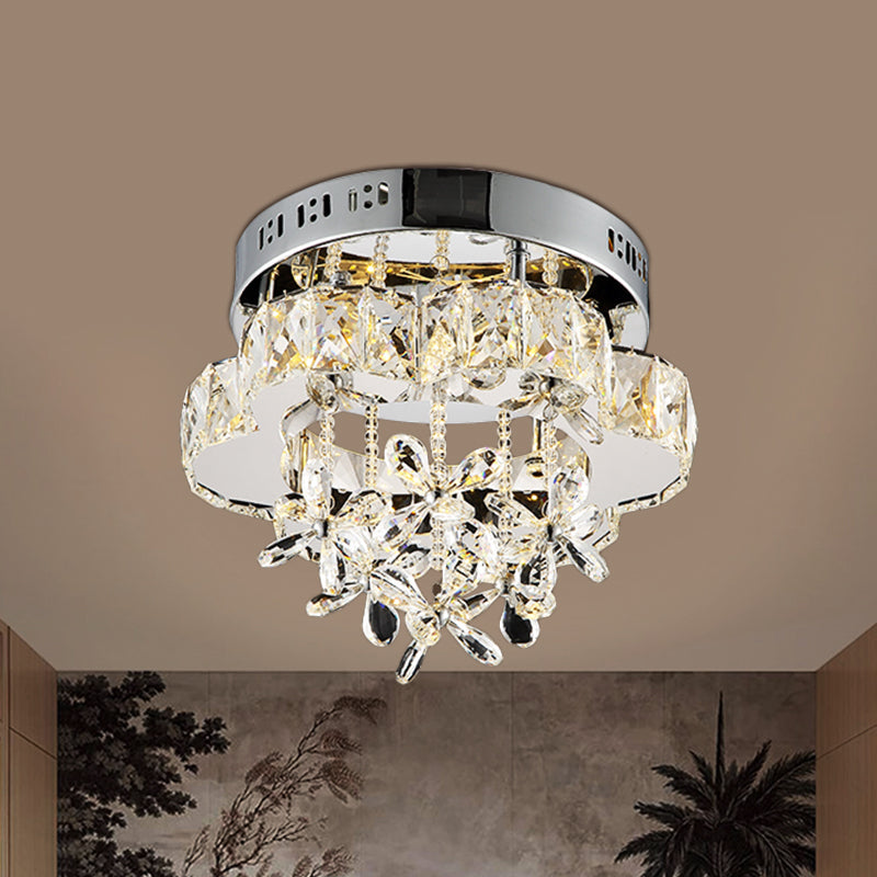 Plafonnier LED à facettes en cristal transparent pour couloir - Plafonnier élégant
