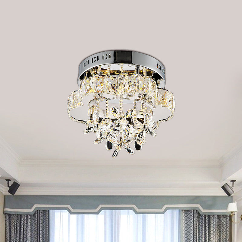 Plafonnier LED à facettes en cristal transparent pour couloir - Plafonnier élégant