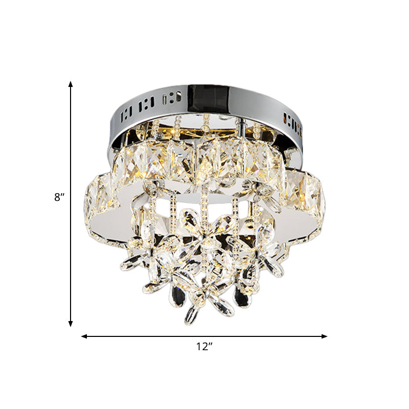 Plafonnier LED à facettes en cristal transparent pour couloir - Plafonnier élégant