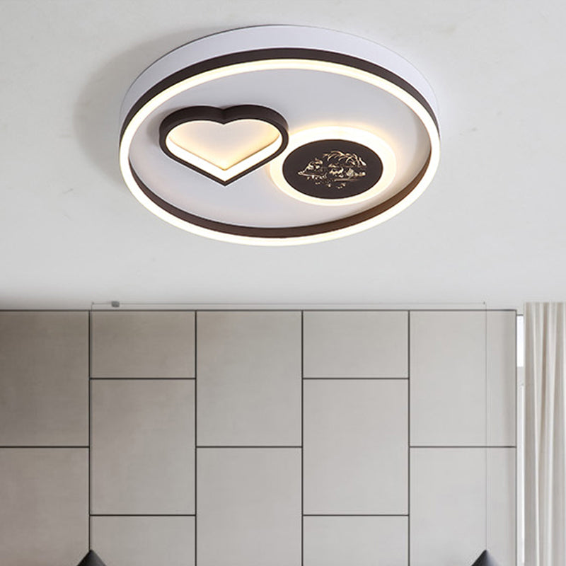 Modern Acrylic LED Flushmount Ceiling Light - Heart Shape Design in Warm/White Light