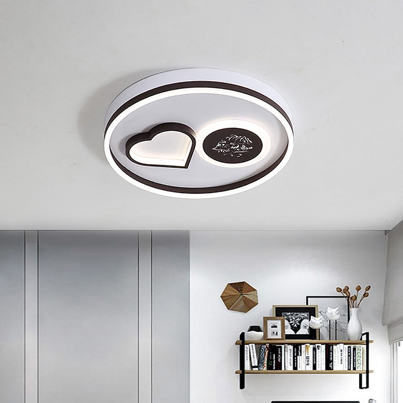 Modern Acrylic LED Flushmount Ceiling Light - Heart Shape Design in Warm/White Light