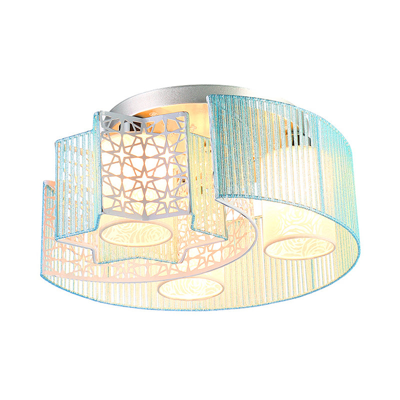 Metal Moon & Star LED Flushmount Light in Pink/Blue for Modern Bedroom Lighting
