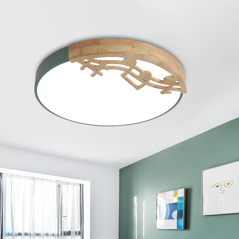 Modern LED Ceiling Lamp with Acrylic Shade: Green/White/Gray Round Flush Light for Bedroom