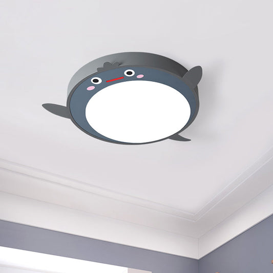 Plafonnier LED en acrylique à motif d'animaux de dessin animé gris pour chambre à coucher
