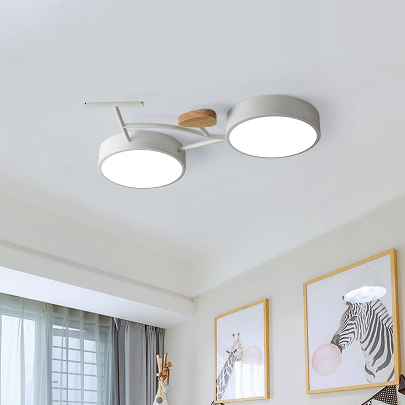 Modern LED Ceiling Light with Creative Bike Acrylic Shade for Bedroom in Gray/White/Green