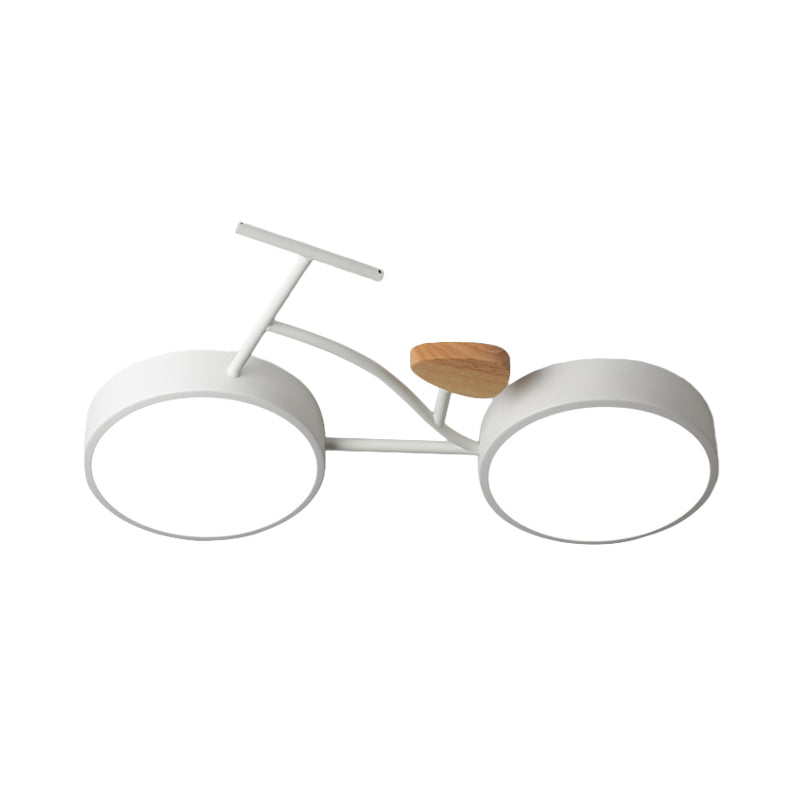 Modern LED Ceiling Light with Creative Bike Acrylic Shade for Bedroom in Gray/White/Green