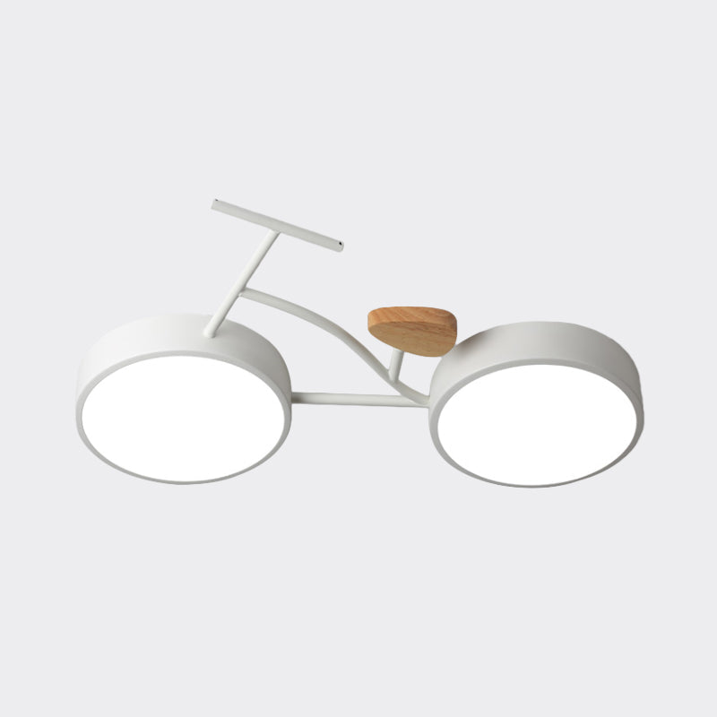 Modern LED Ceiling Light with Creative Bike Acrylic Shade for Bedroom in Gray/White/Green