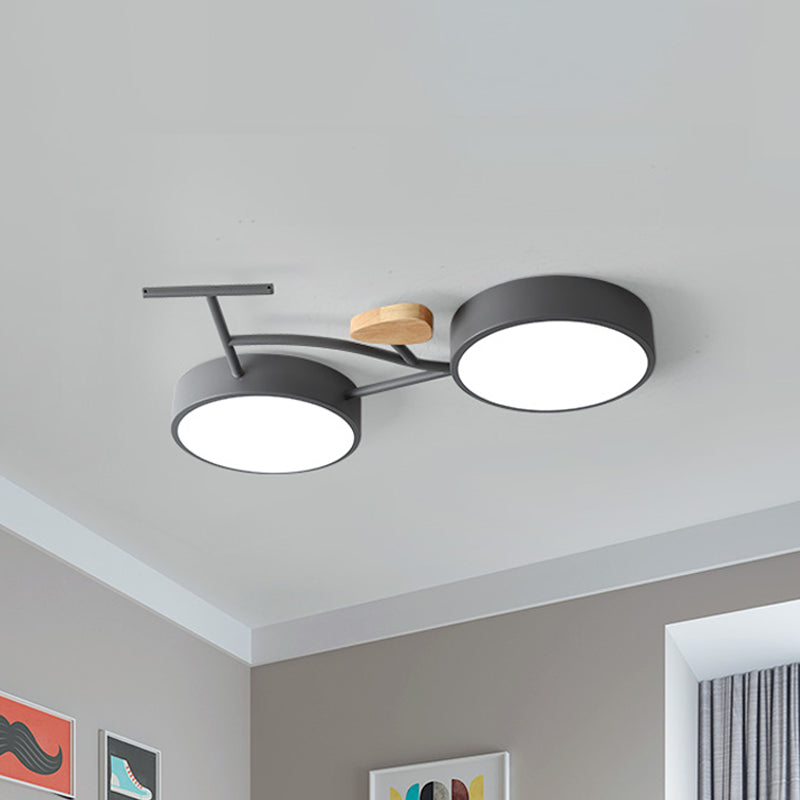 Modern LED Ceiling Light with Creative Bike Acrylic Shade for Bedroom in Gray/White/Green