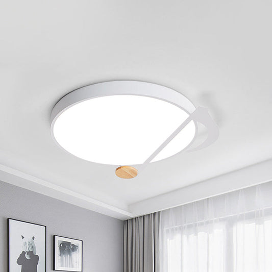 Contemporary Drum LED Ceiling Lamp - White/Gray/Green with Music Notes - Ideal for Bedroom Lighting