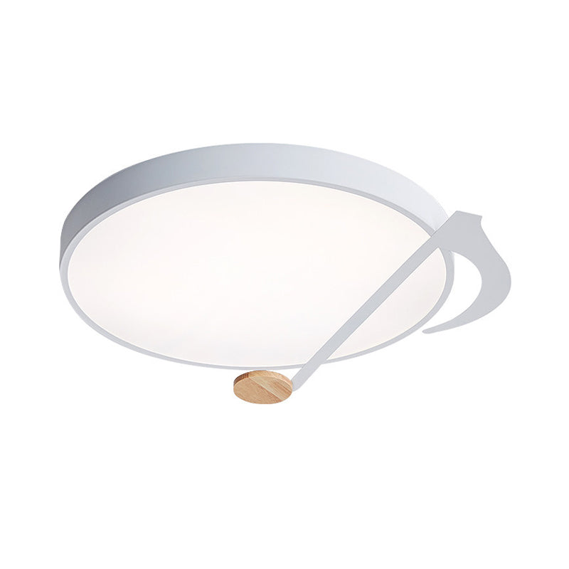 Contemporary Drum LED Ceiling Lamp - White/Gray/Green with Music Notes - Ideal for Bedroom Lighting