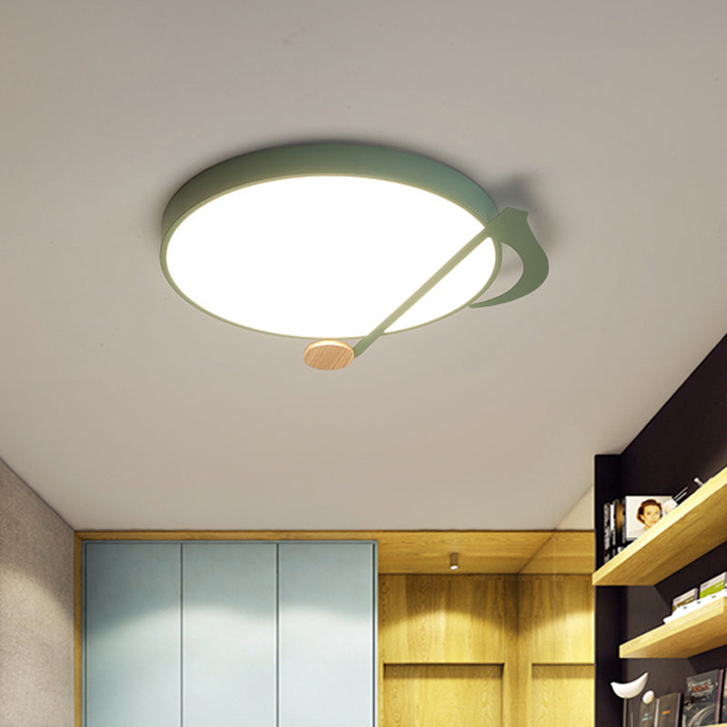 Contemporary Drum LED Ceiling Lamp - White/Gray/Green with Music Notes - Ideal for Bedroom Lighting
