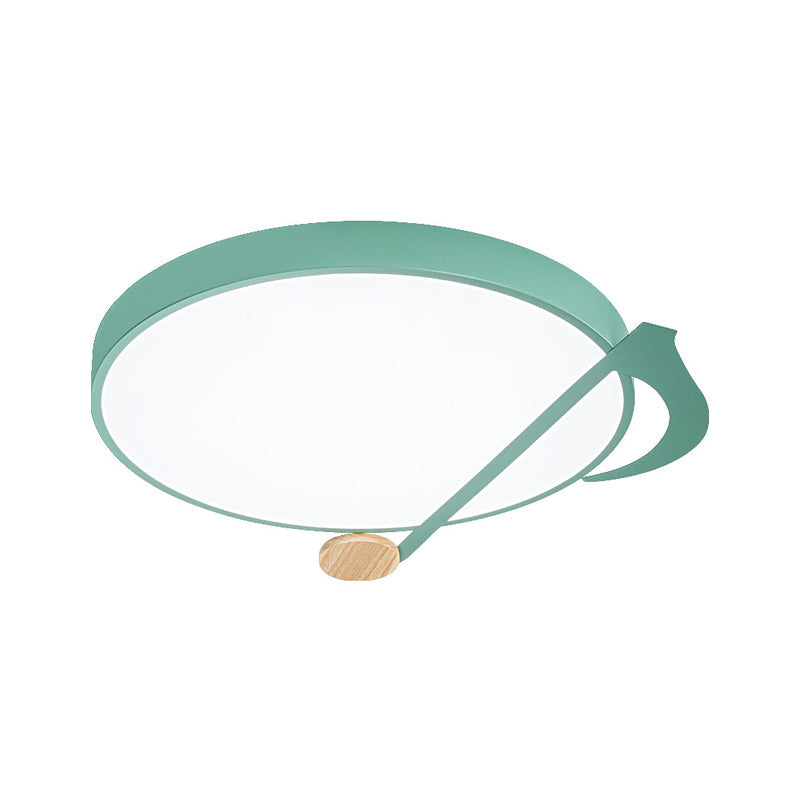 Contemporary Drum LED Ceiling Lamp - White/Gray/Green with Music Notes - Ideal for Bedroom Lighting