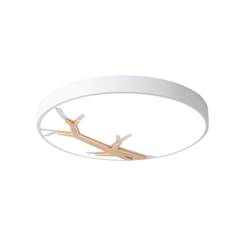 Nordic Iron Flushmount LED Ceiling Light with Withered Branch Pattern in Grey/White/Blue-Wood