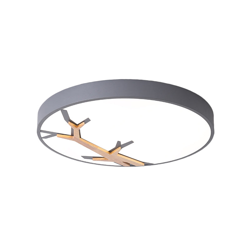 Nordic Iron Flushmount LED Ceiling Light with Withered Branch Pattern in Grey/White/Blue-Wood