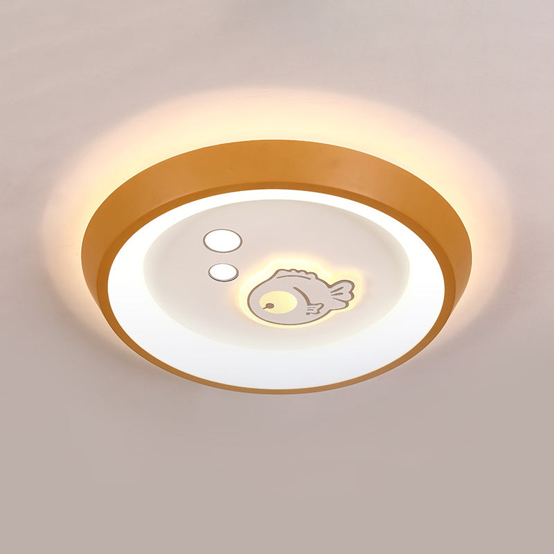 Ultrathin Ceiling Flush Light for Kids Bedroom - Acrylic LED Lamp in White with Cute Cartoon Design (Flower/Moon/Fish)