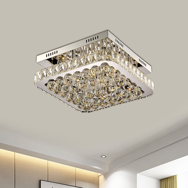 LED Crystal Ball Flush Mount Ceiling Lamp with Minimalist Chrome Design