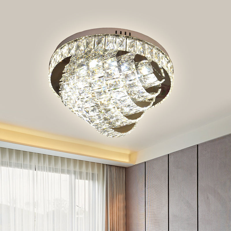 LED Flushmount Crystal Ceiling Lamp - 18"/22" - Simple Style - Chrome Finish