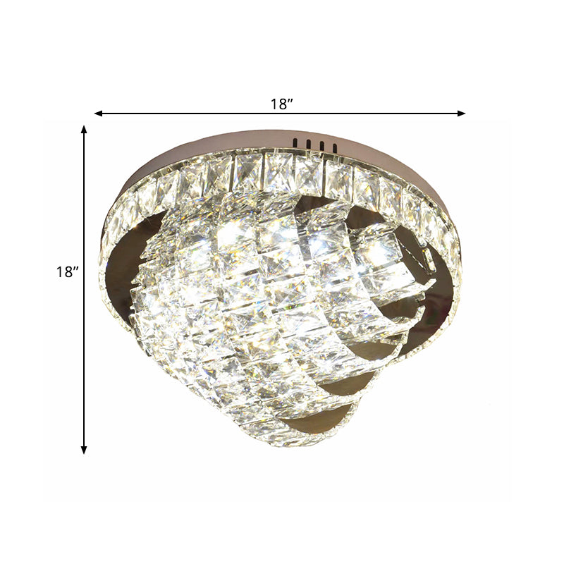 LED Flushmount Crystal Ceiling Lamp - 18"/22" - Simple Style - Chrome Finish