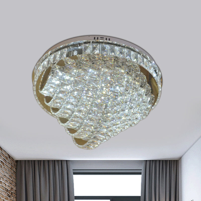 LED Flushmount Crystal Ceiling Lamp - 18"/22" - Simple Style - Chrome Finish