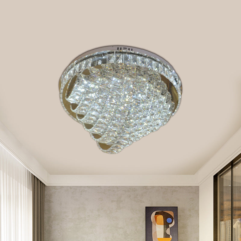 LED Flushmount Crystal Ceiling Lamp - 18"/22" - Simple Style - Chrome Finish