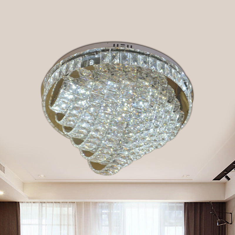 LED Flushmount Crystal Ceiling Lamp - 18"/22" - Simple Style - Chrome Finish