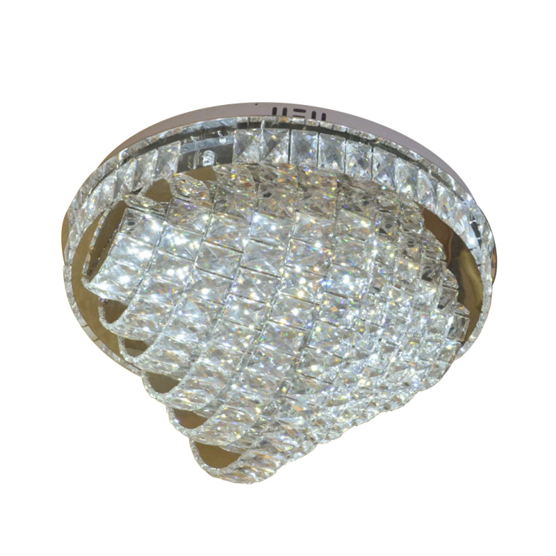 LED Flushmount Crystal Ceiling Lamp - 18"/22" - Simple Style - Chrome Finish