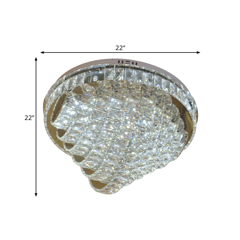 LED Flushmount Crystal Ceiling Lamp - 18"/22" - Simple Style - Chrome Finish