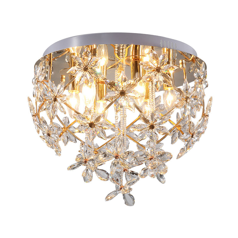 Stylish Gold Crystal Chandelier with 6-Lights for Dining Table Ceiling Mount