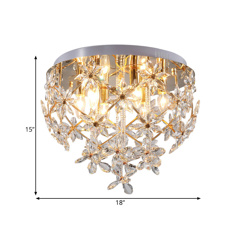 Stylish Gold Crystal Chandelier with 6-Lights for Dining Table Ceiling Mount