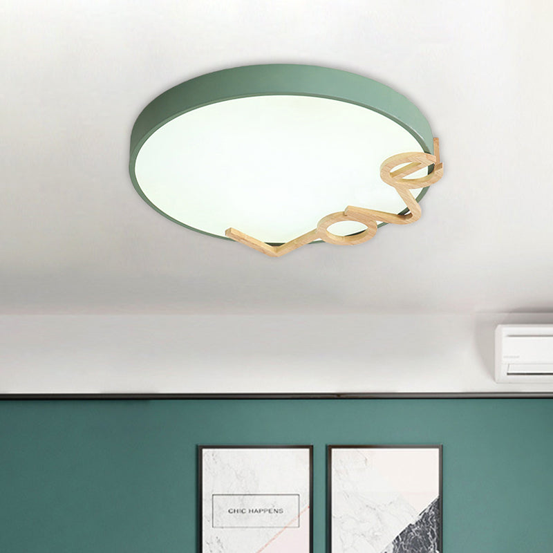 Love-Shape Wood Deco LED Flush Mount Lamp in 3 Colors