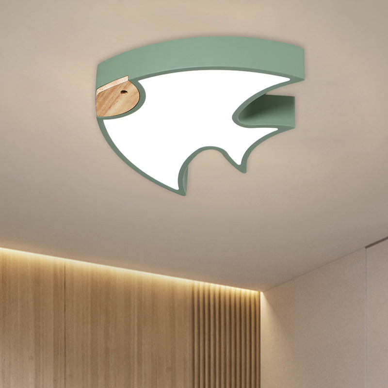 Nordic LED Fish-Shaped Flush Lamp for Bedroom in White/Grey/Pink Acrylic