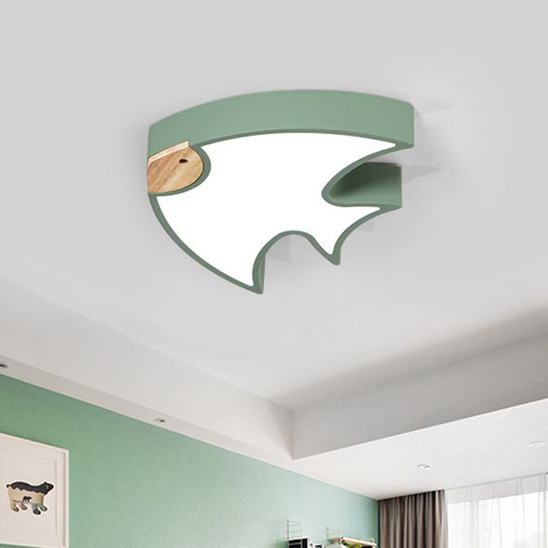 Nordic LED Fish-Shaped Flush Lamp for Bedroom in White/Grey/Pink Acrylic