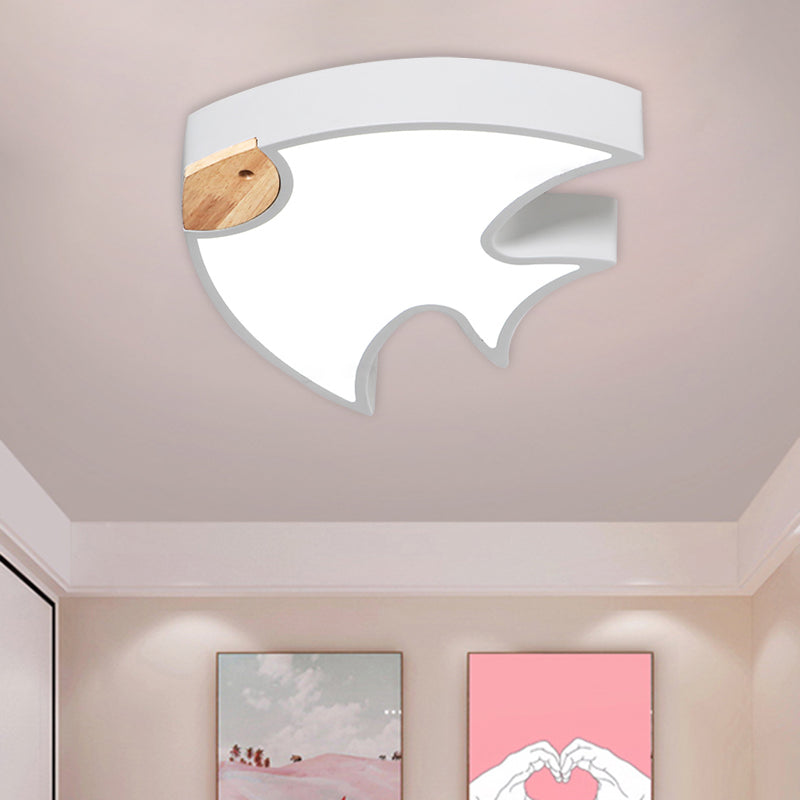 Nordic LED Fish-Shaped Flush Lamp for Bedroom in White/Grey/Pink Acrylic