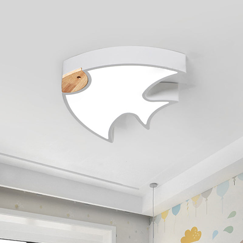 Nordic LED Fish-Shaped Flush Lamp for Bedroom in White/Grey/Pink Acrylic
