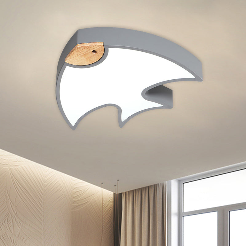 Nordic LED Fish-Shaped Flush Lamp for Bedroom in White/Grey/Pink Acrylic