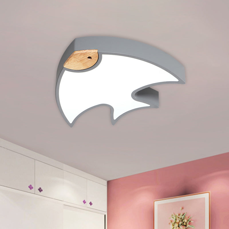 Nordic LED Fish-Shaped Flush Lamp for Bedroom in White/Grey/Pink Acrylic