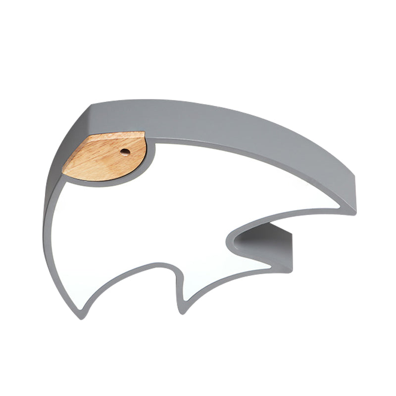 Nordic LED Fish-Shaped Flush Lamp for Bedroom in White/Grey/Pink Acrylic