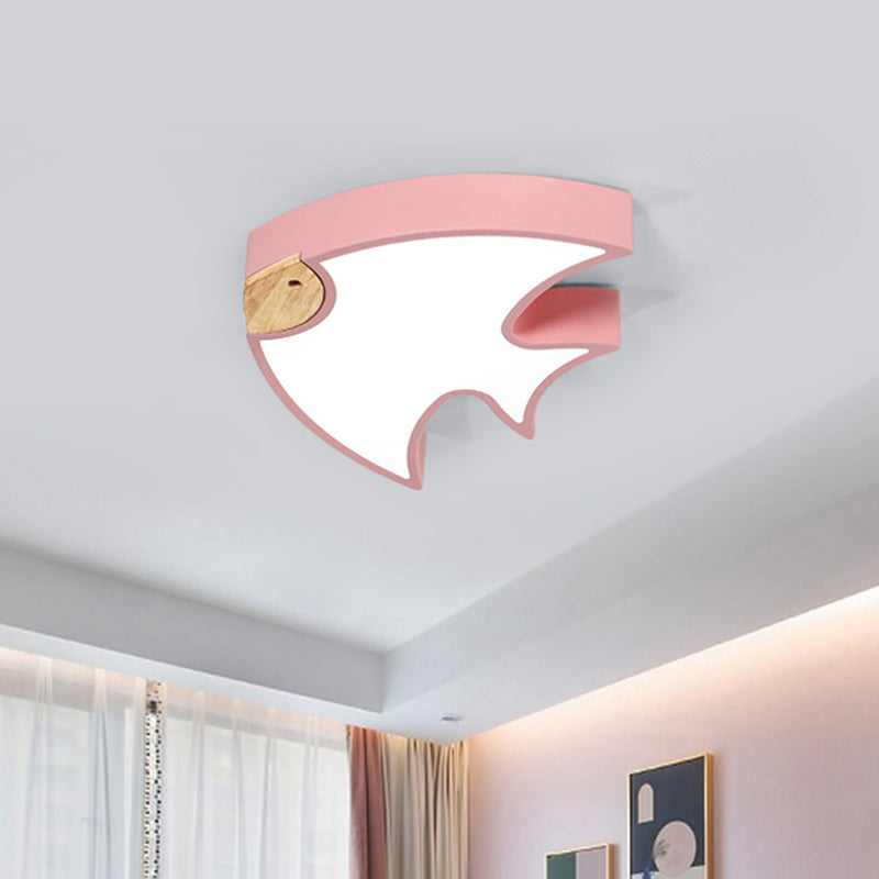 Nordic LED Fish-Shaped Flush Lamp for Bedroom in White/Grey/Pink Acrylic