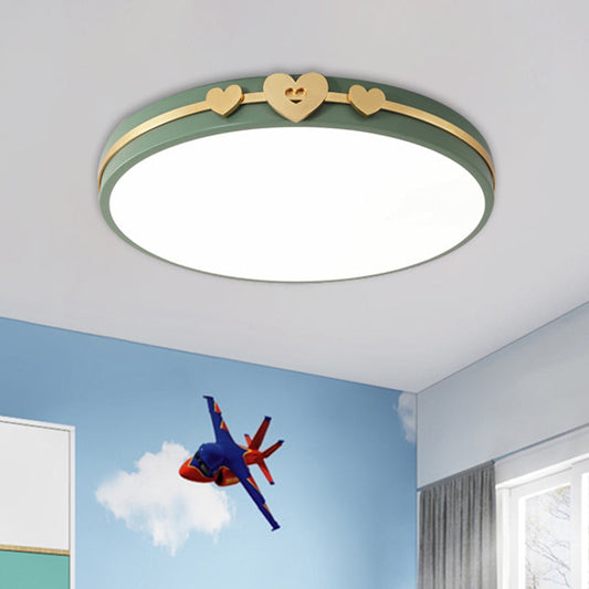 Nordic Circular Flush Lamp: Acrylic LED Bedroom Flush Lighting in Elegant White/Black/Grey with Gold Heart Deco