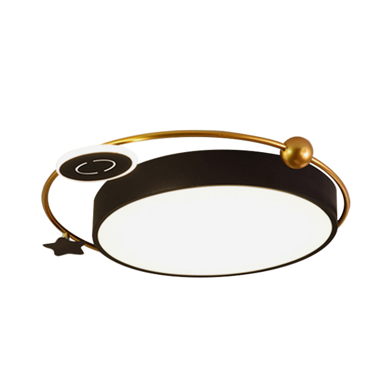 Nordic Acrylic LED Flush Mount with Cloud, Sun, and Moon Design in Black/Gold for Bedroom Lighting