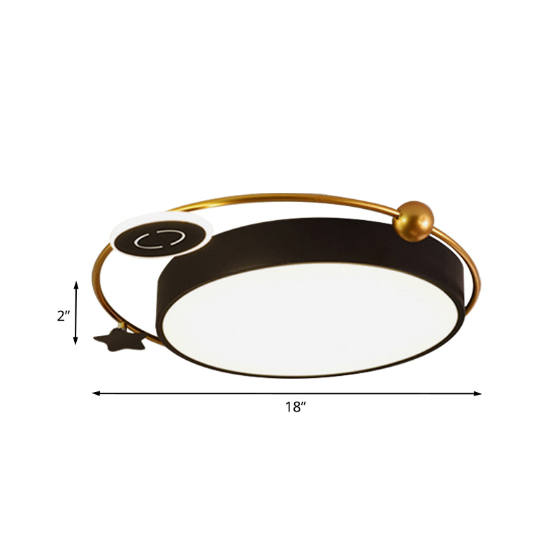 Nordic Acrylic LED Flush Mount with Cloud, Sun, and Moon Design in Black/Gold for Bedroom Lighting