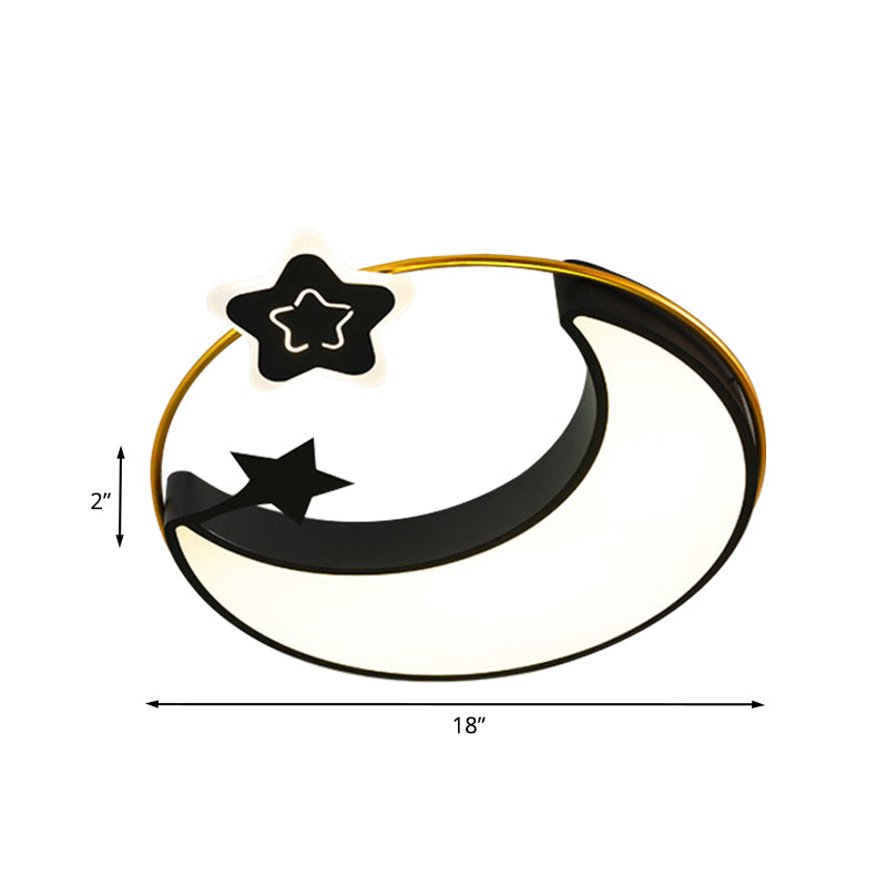 Nordic Acrylic LED Flush Mount with Cloud, Sun, and Moon Design in Black/Gold for Bedroom Lighting