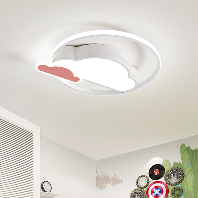 Cloud Shaped LED Nordic Flush Mount Ceiling Lamp in White/Pink for Bedroom