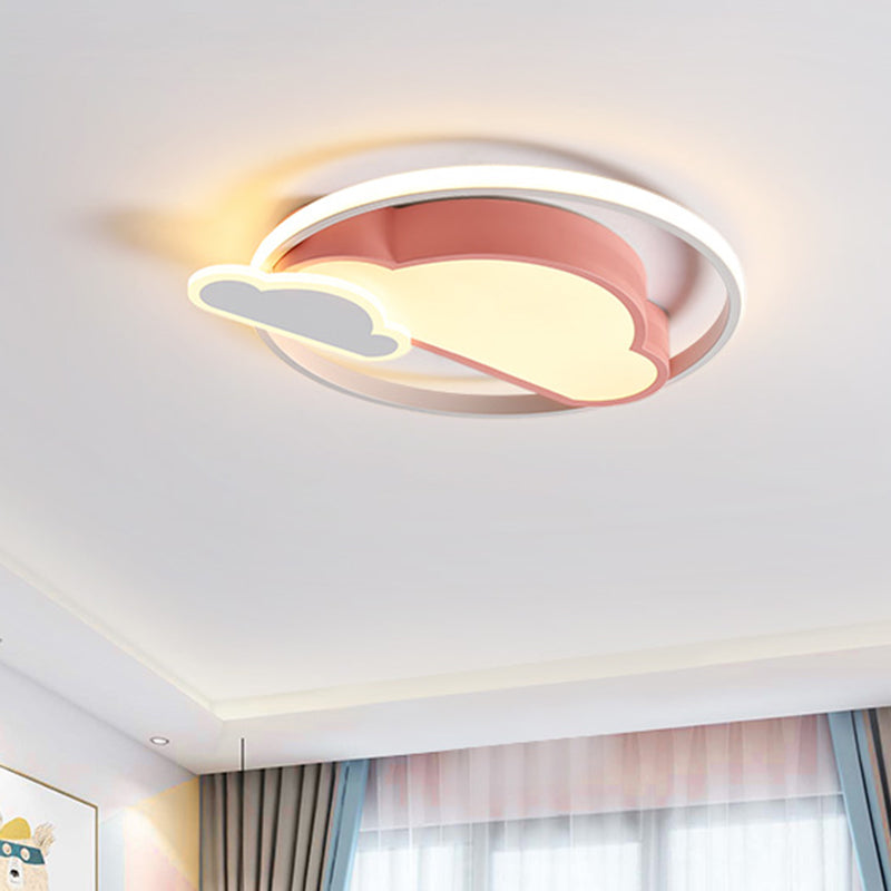Cloud Shaped LED Nordic Flush Mount Ceiling Lamp in White/Pink for Bedroom